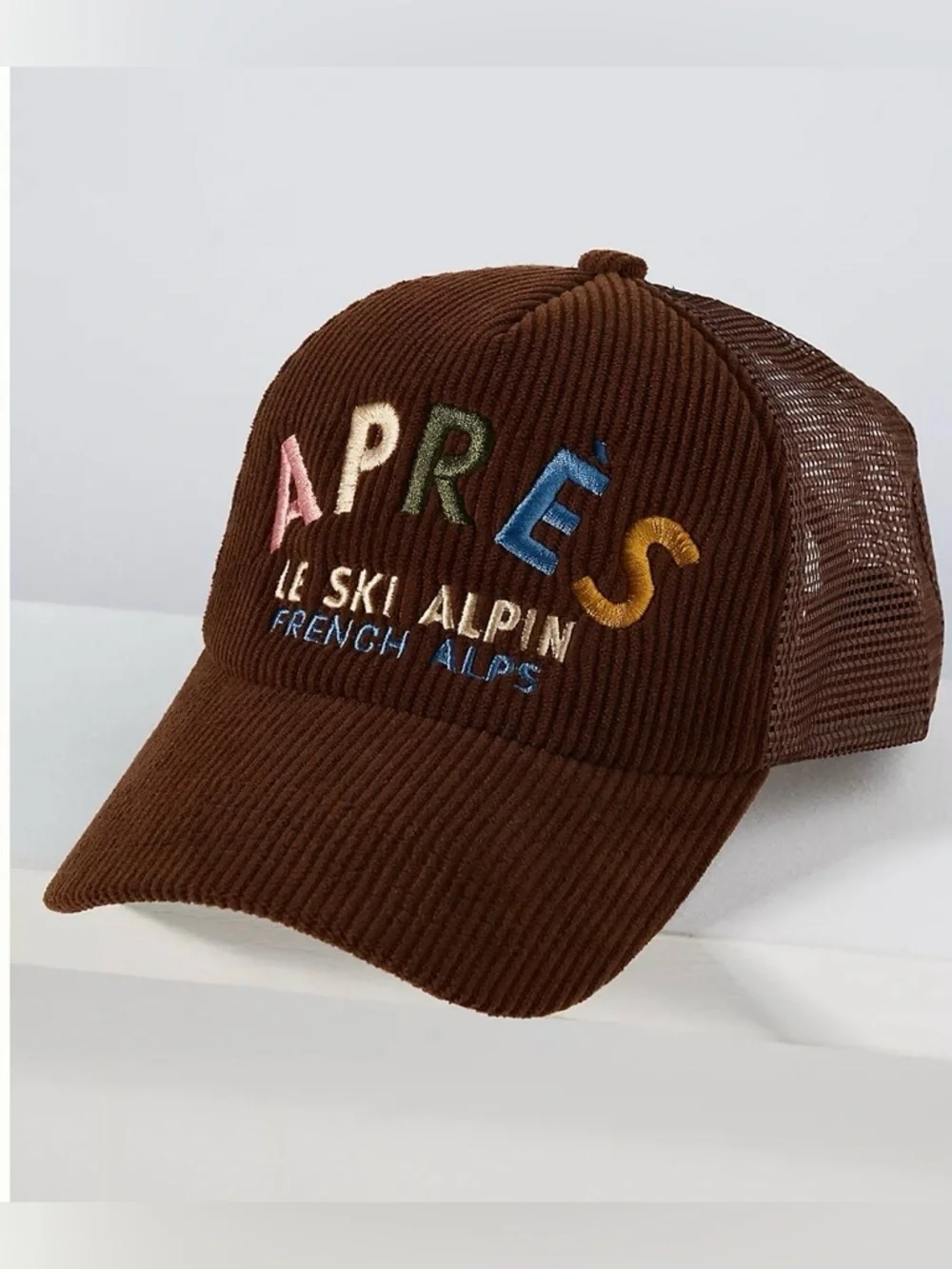 Anthropologie Worn West Corduroy Trucker Hat Brown Alps